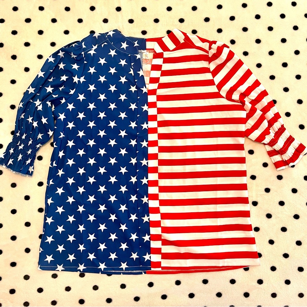 American Flag Blouse Size Large NWT
